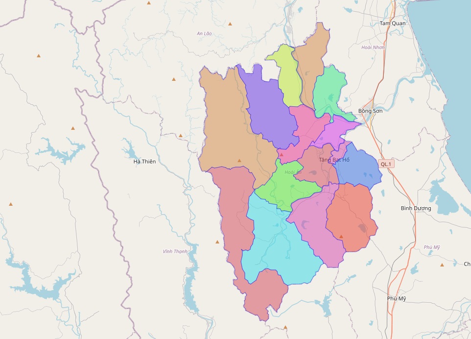 Bản đồ Huyện Hoài Ân