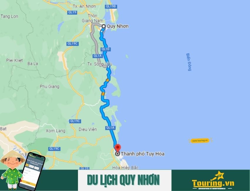 Từ Quy Nhơn đi Phú Yên bao nhiêu km