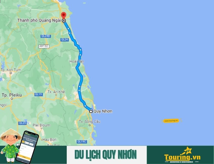 Từ Quy Nhơn đi Quảng Ngãi bao nhiêu km