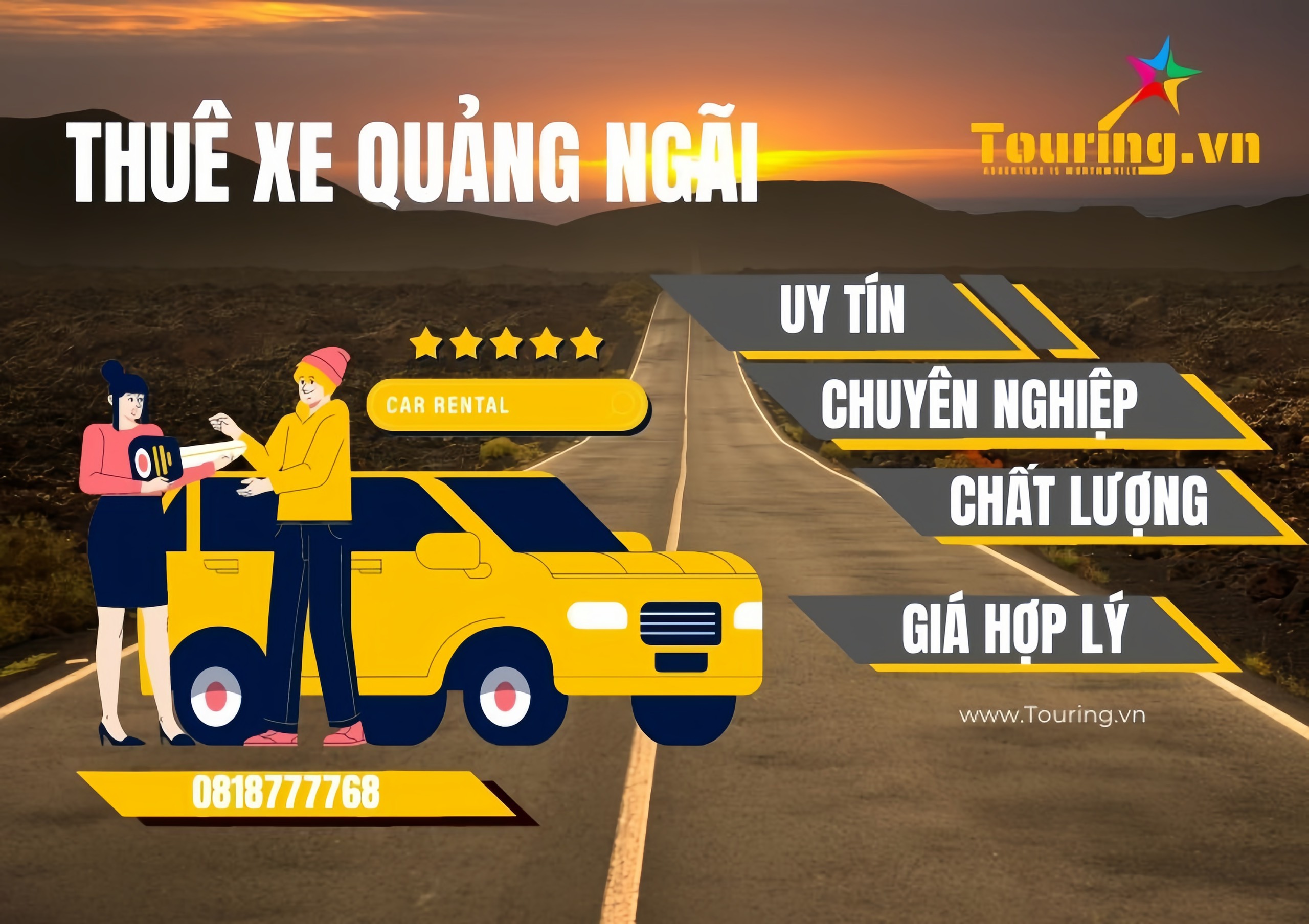 Touring đơn vị cho thuê xe uy tín tại Quảng Ngãi